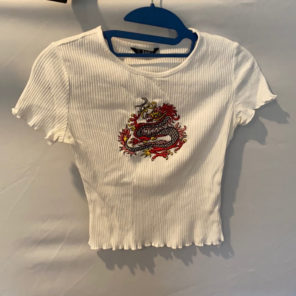 DRAGON GRAPHIC CROP T SHIRT